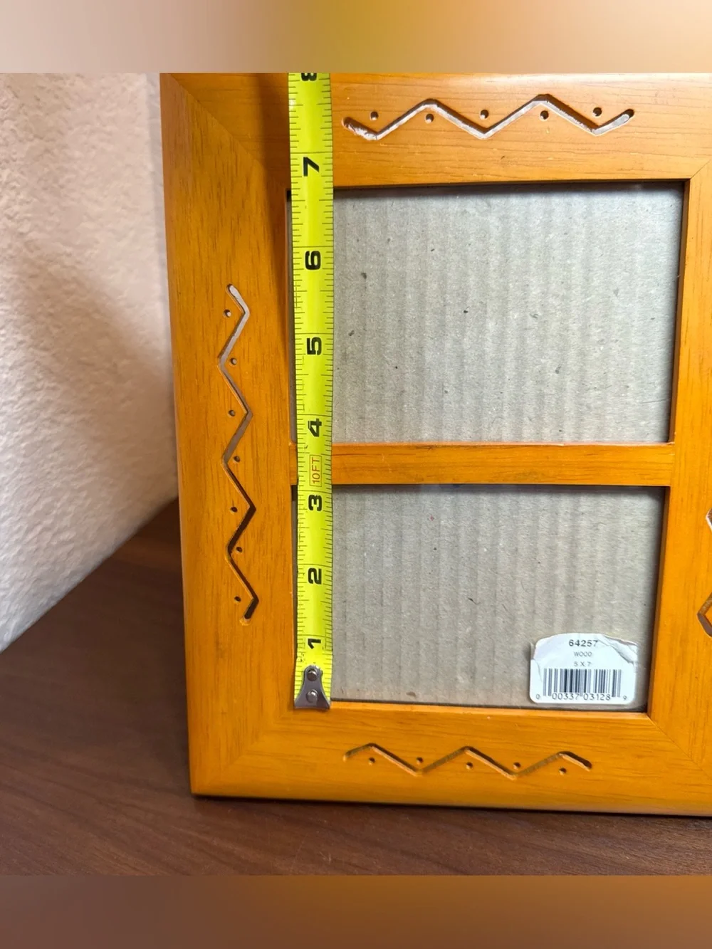 VTG Fetco Teak Wood Double Photo Frame Handcrafted Carved MCM 5